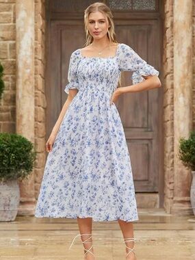 NWOT Scarlet Darkness cottagecore midi smocked dress size xl